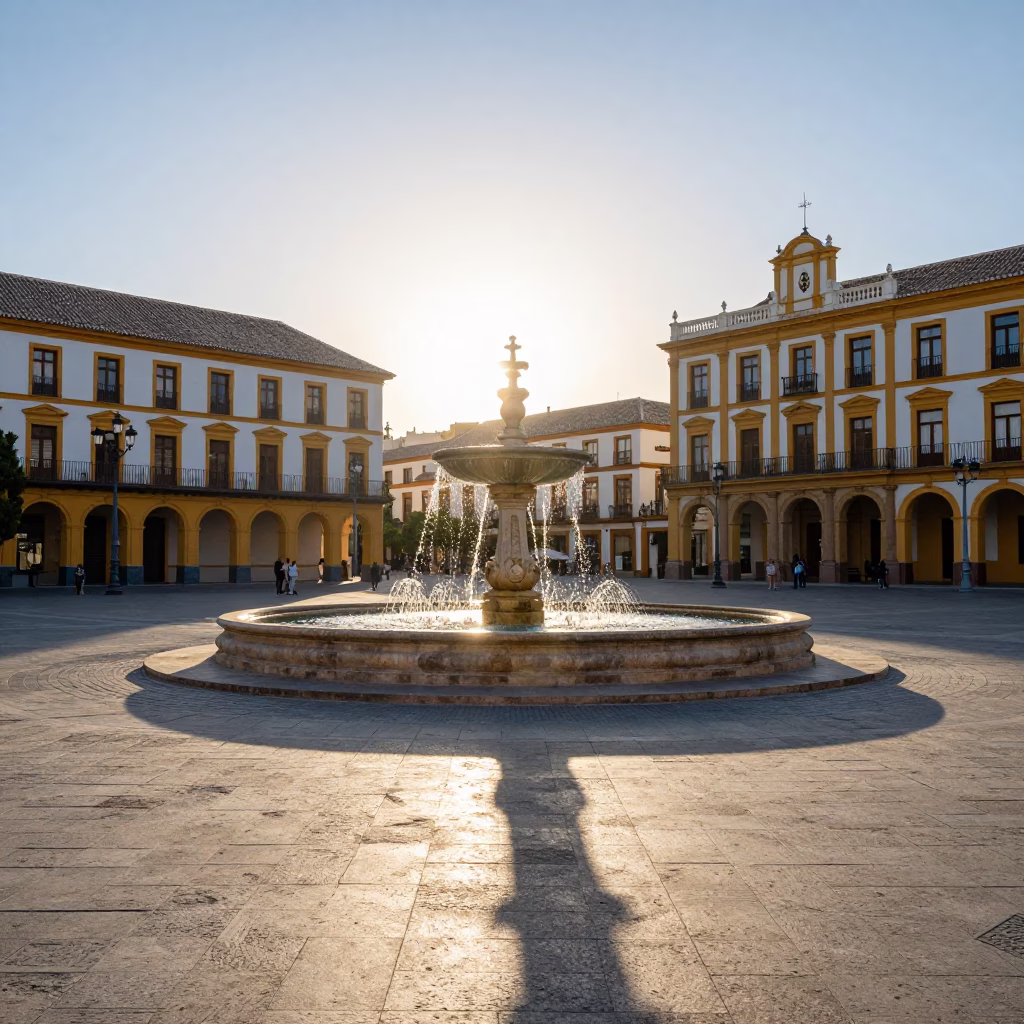 Sunlit Plaza de Bib Rambla in Granada Spain with Tourists and Historic Architecture in in Granada, Spain