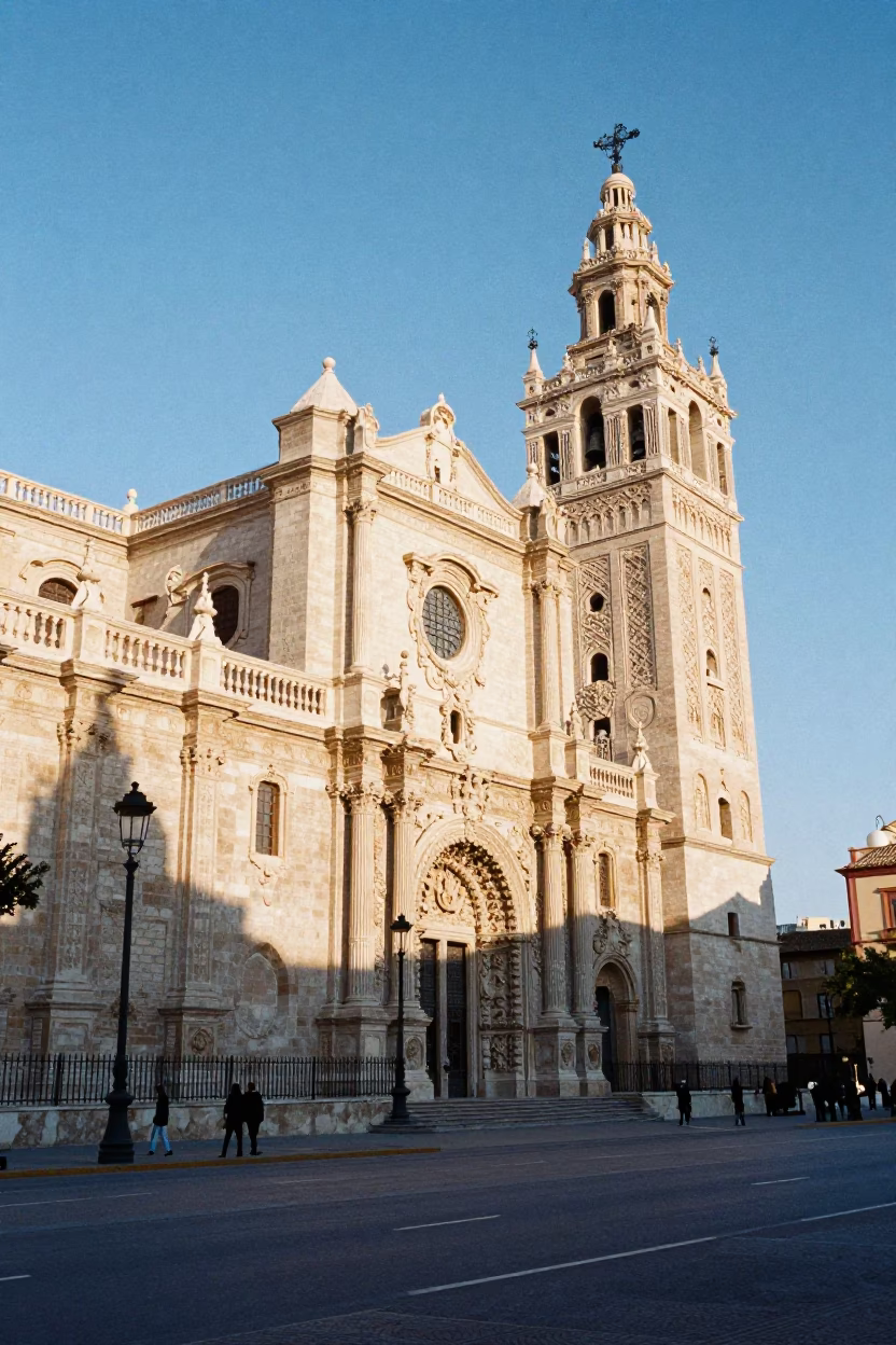 Sunlit Plaza de la Virgen Valencia Spain Early Morning Street Scene in in Valencia, Spain