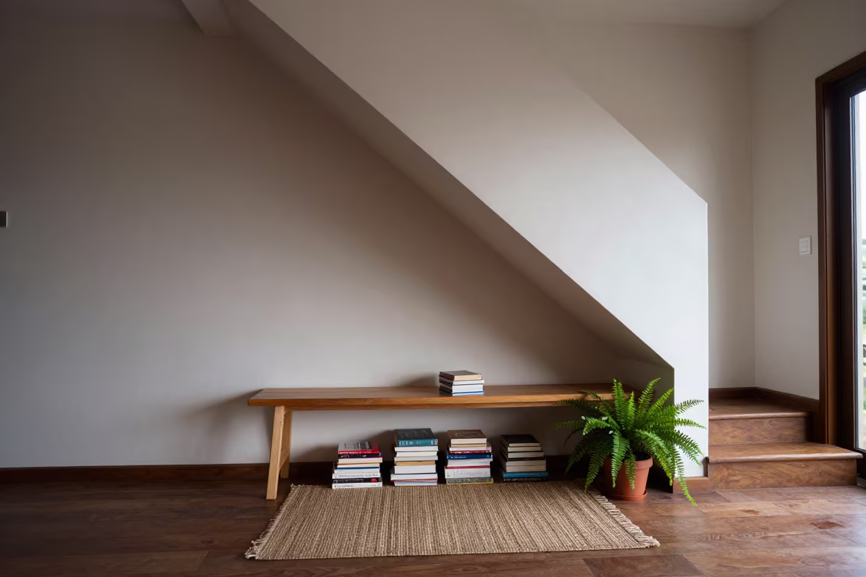 Sunlit Reading Nook Built Into Staircase Mbarara in in a sunlit living room in Mbarara