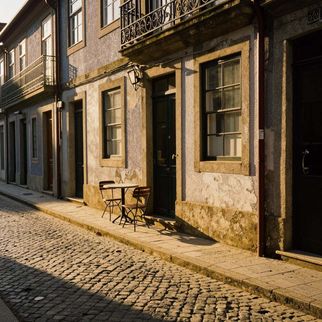 Sunlit Street Scene in Porto Portugal Late Afternoon Light in in Porto, Portugal