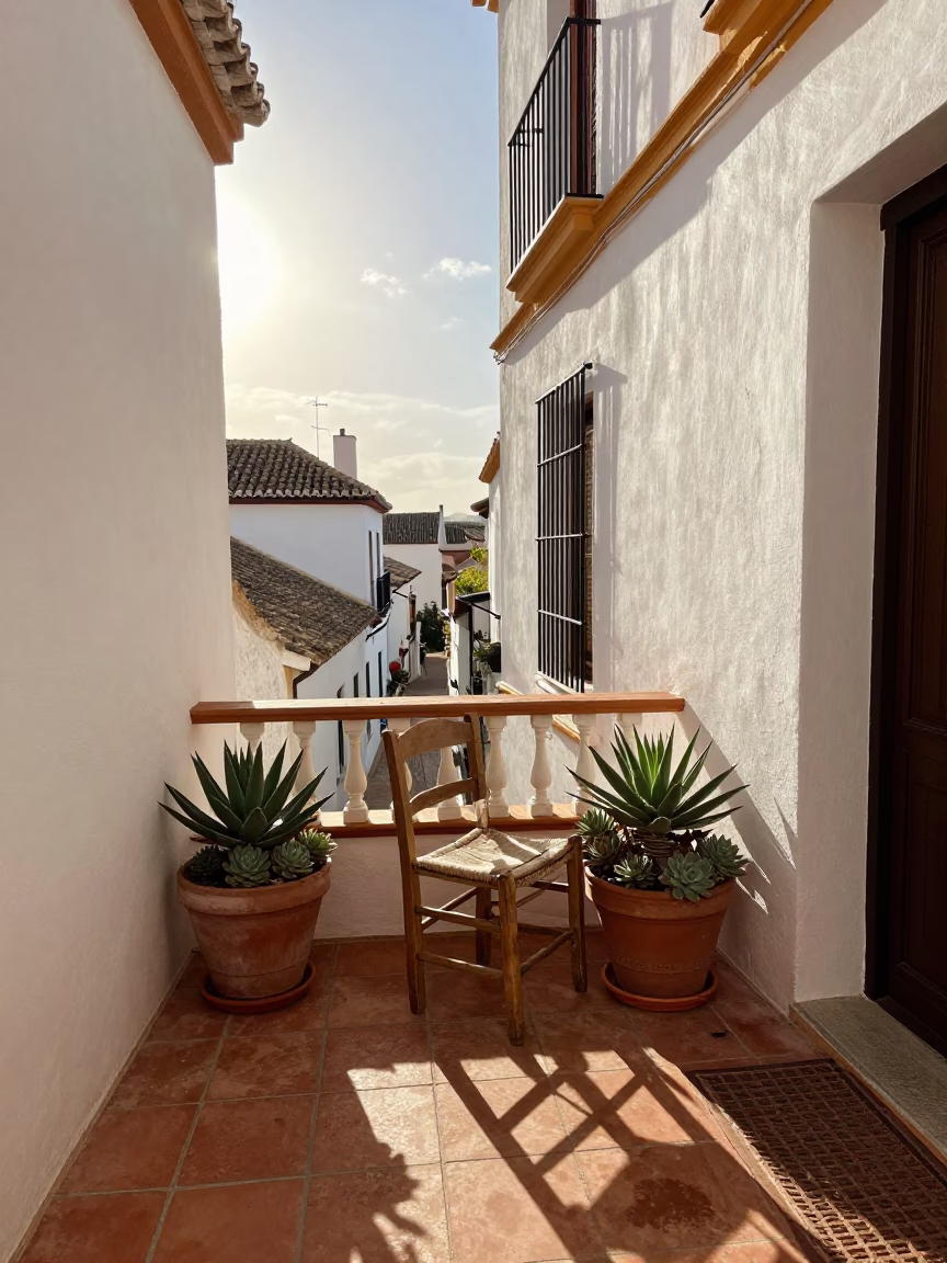 Sunlit Terrace in Granada in in Granada, Spain