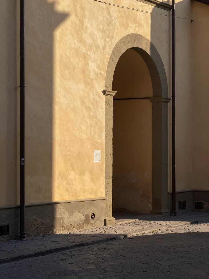 Sunlit Tuscan Street Scene in Florence Italy Morning Light in in Florence, Italy