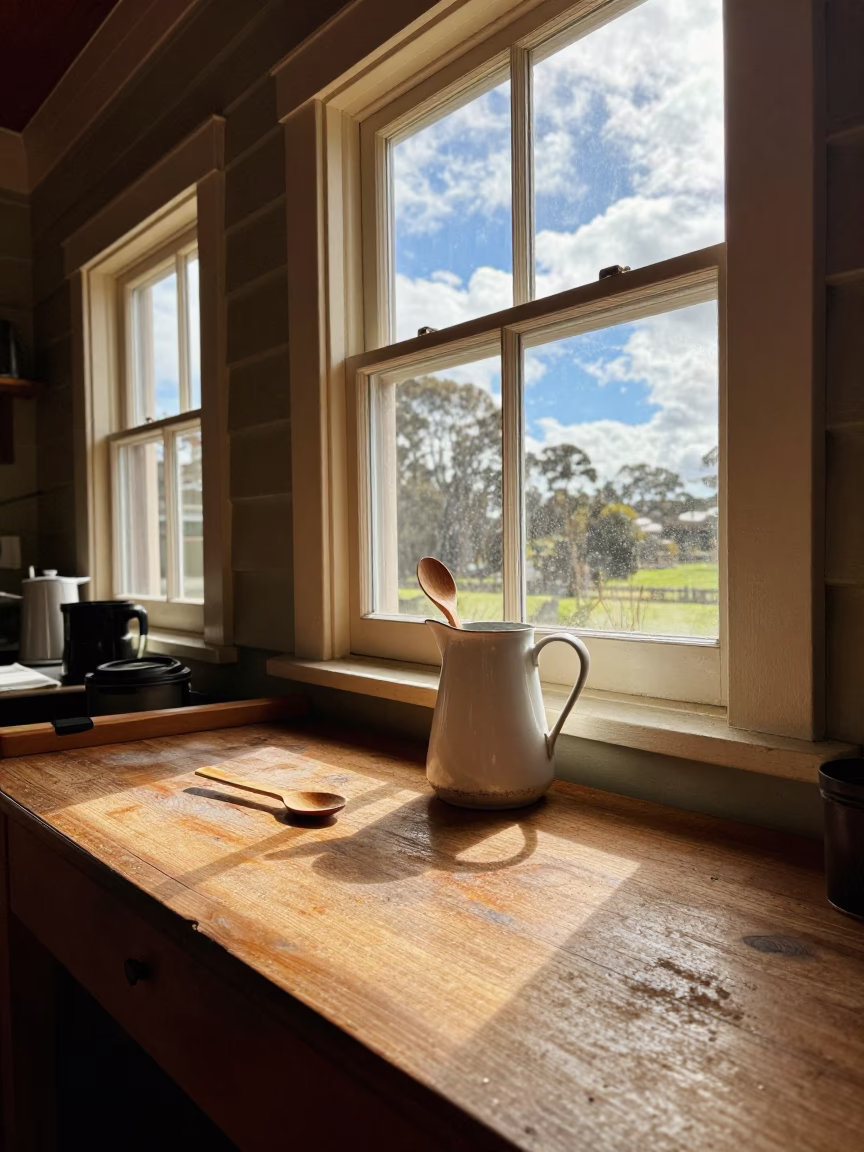 Sunlit Workbench in Hobart in in Hobart, Tasmania, Australia