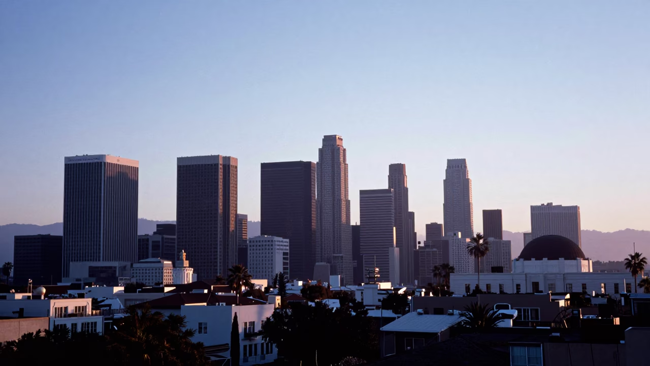 Sunrise in Los Angeles at Sunrise Light in in Los Angeles, California, United States