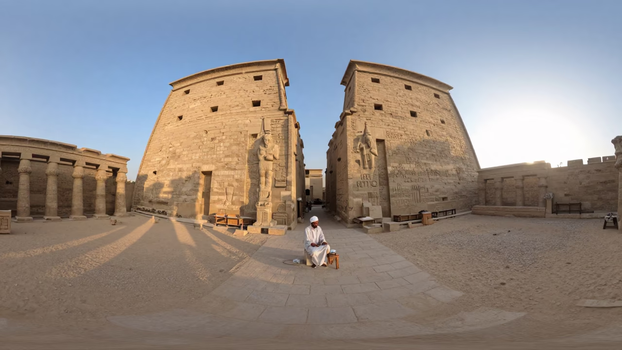 Sunrise in Luxor Egypt with Dusty Frame and Chalk Fingertips in in Luxor, Egypt