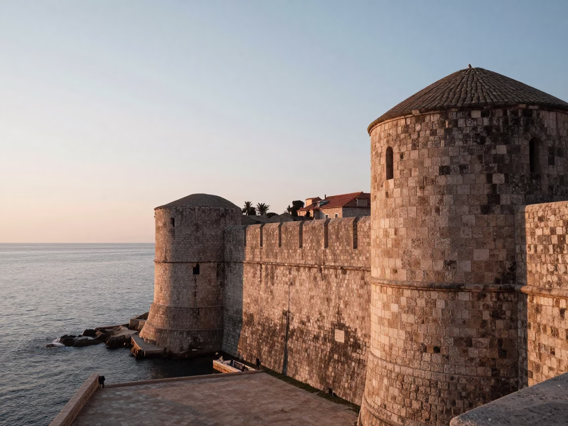 Sunrise just after sunrise in Dubrovnik in in Dubrovnik, Croatia