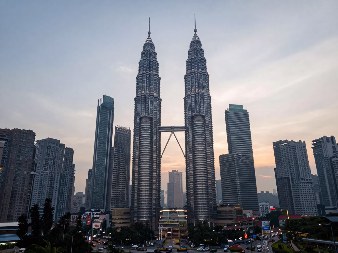 Sunrise just after sunrise in Kuala Lumpur in in Kuala Lumpur, Malaysia