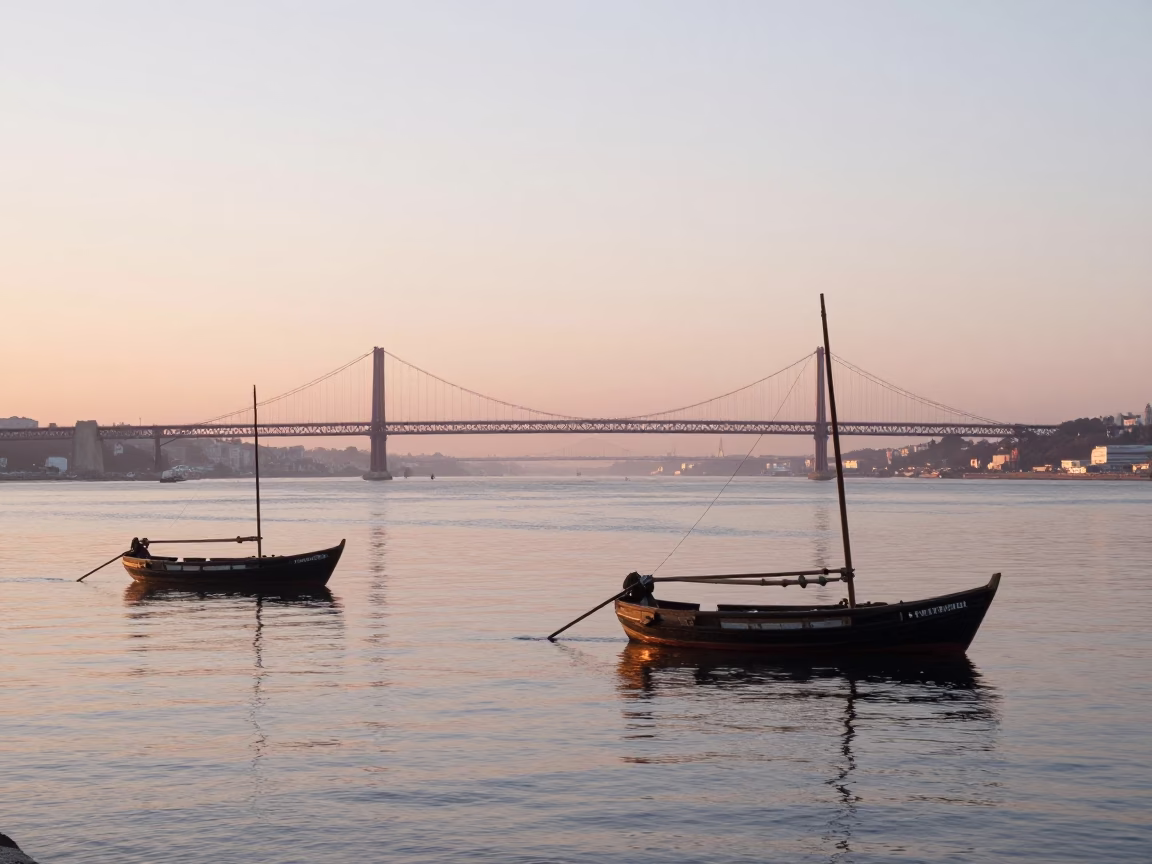 Sunrise just after sunrise in Lisbon in in Lisbon, Portugal