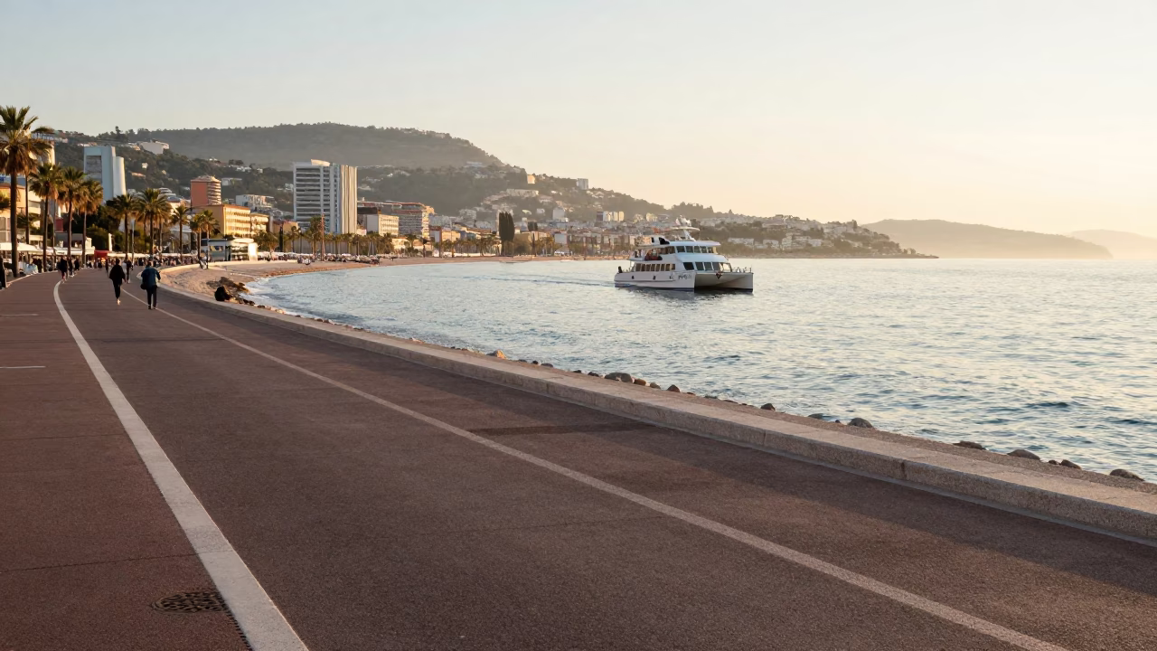 Sunrise just after sunrise in Nice in in Nice, France
