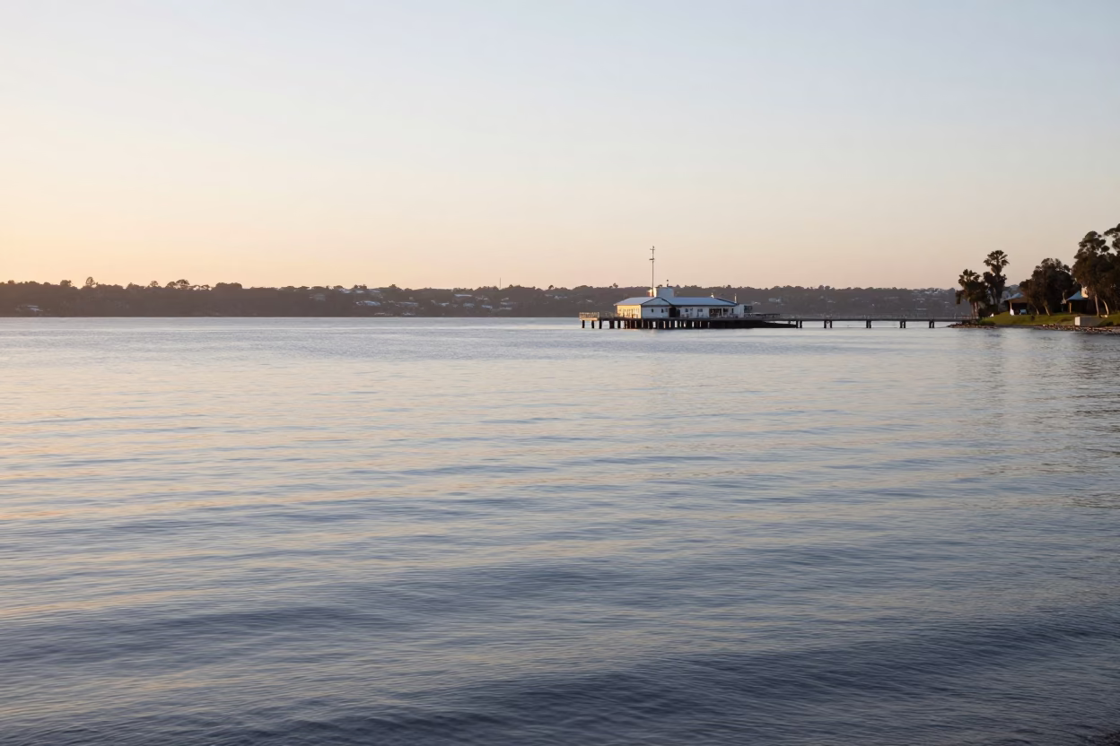 Sunrise just after sunrise in Perth in in Perth, Western Australia, Australia