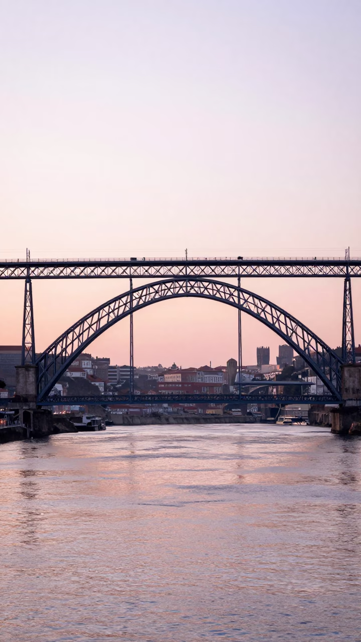Sunrise just after sunrise in Porto in in Porto, Portugal