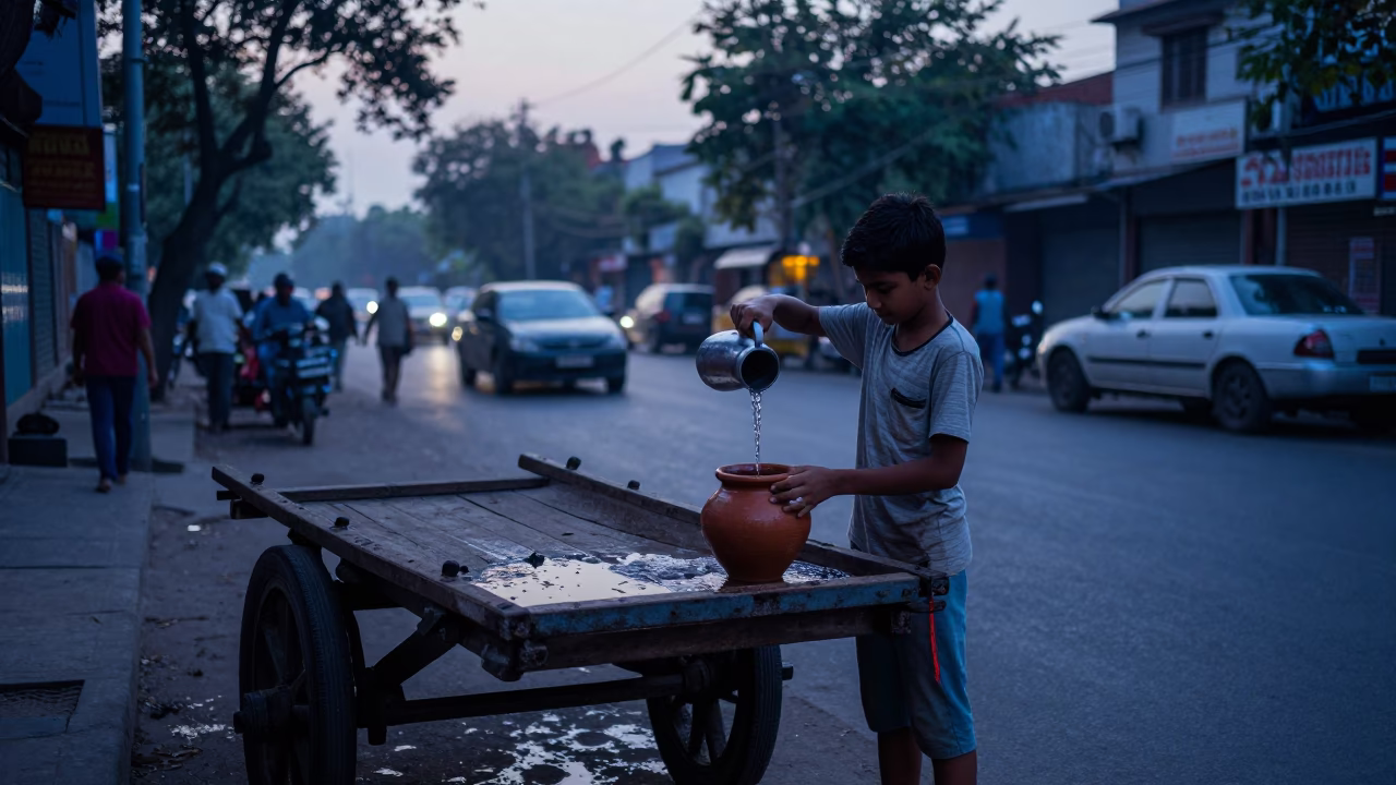 Sunrise Light on Before Sunrise in Delhi in in Delhi, India