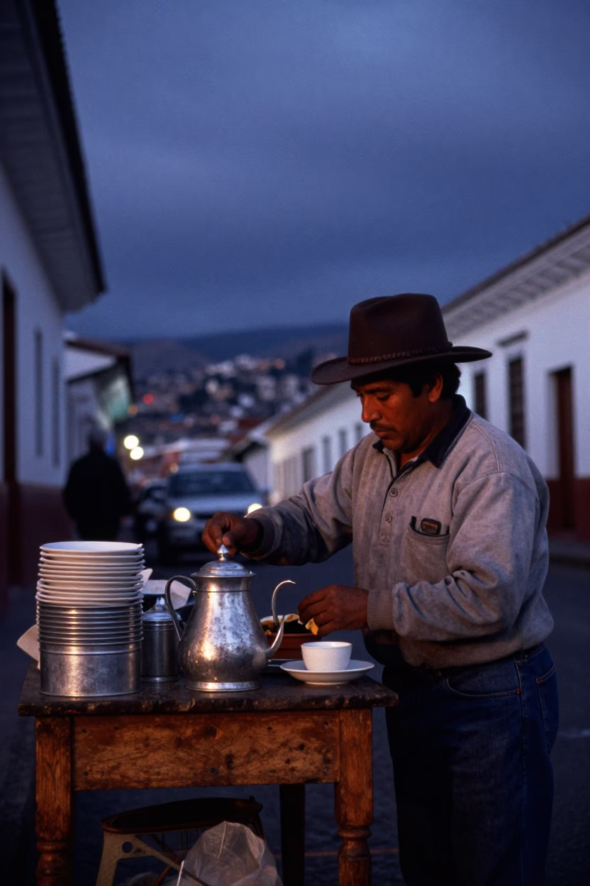 Sunrise Light on Before Sunrise in Quito in in Quito, Ecuador
