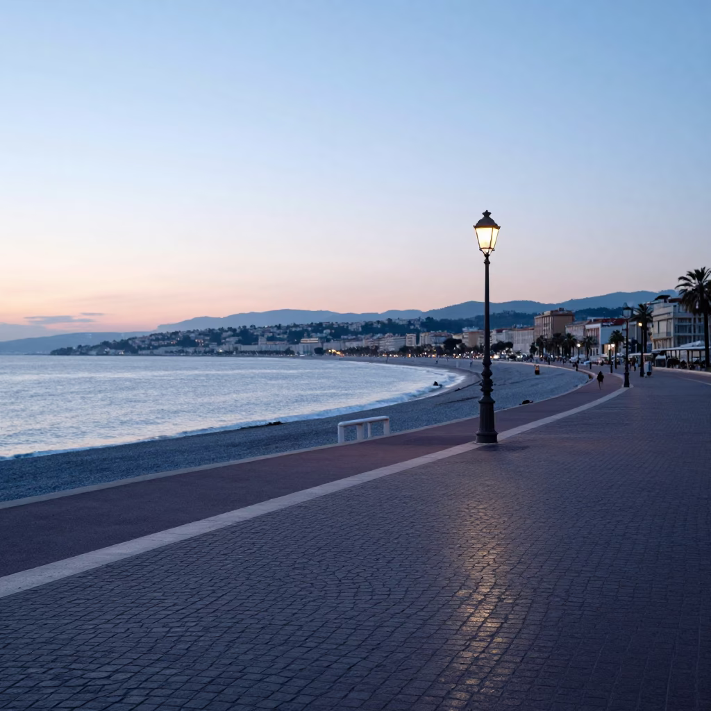 Sunrise Light on Des Anglais in Nice in in Nice, France