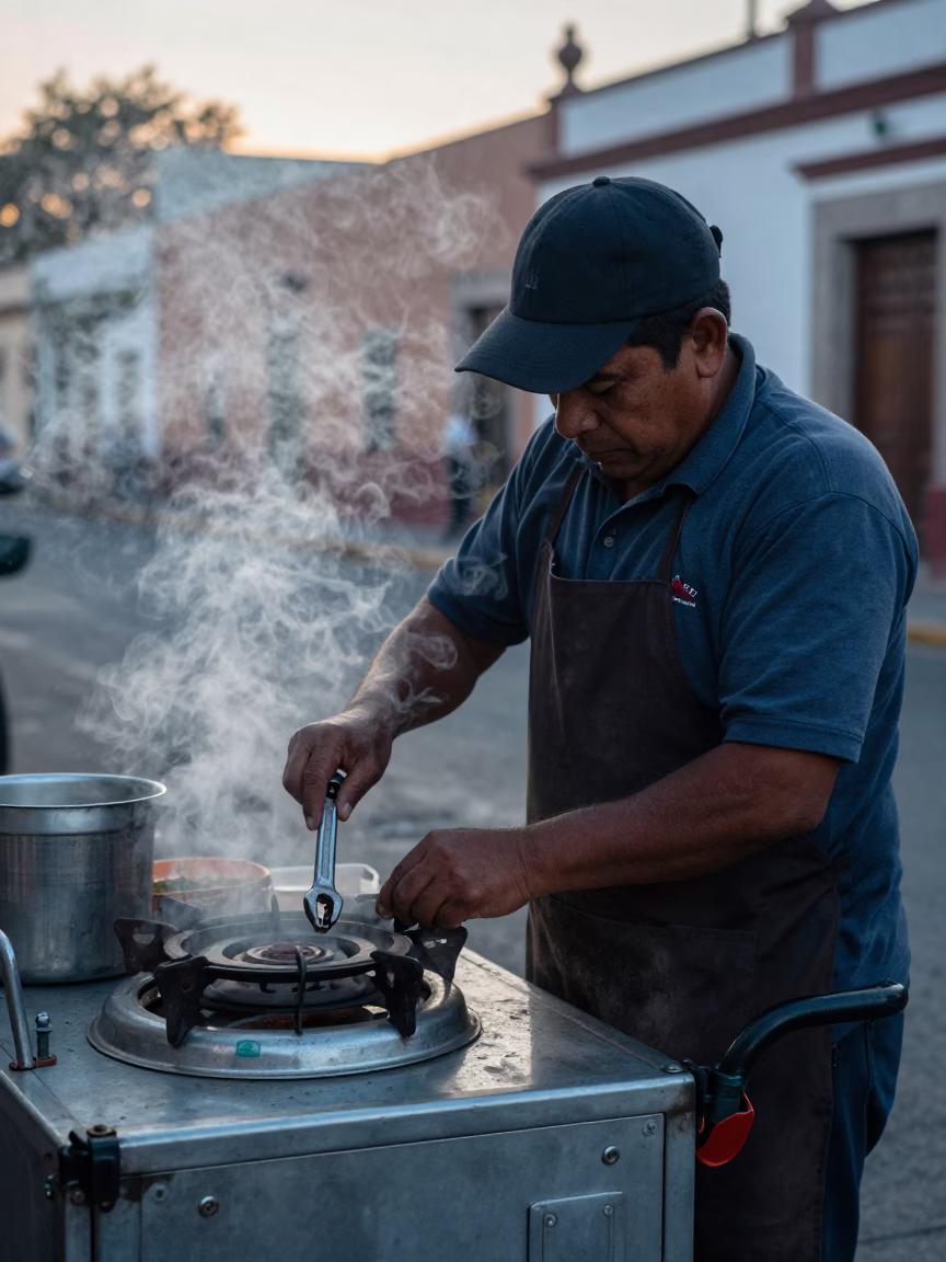 Sunrise Light on Food Preparation in Guadalajara in in Guadalajara, Mexico