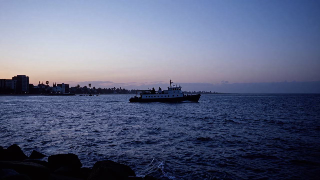 Sunrise Light on Harbor Scene in Durban in in Durban, South Africa