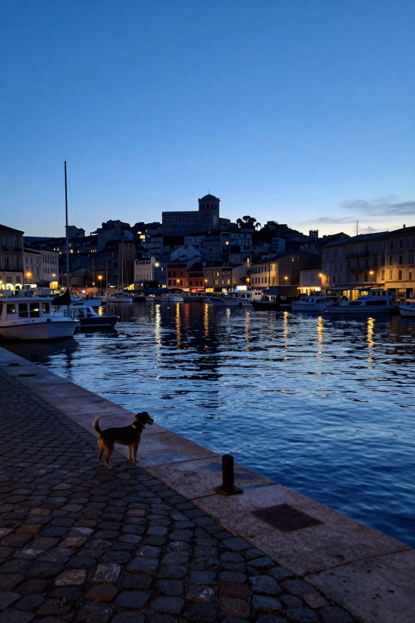Sunrise Light on Harbor Scene in Marseille in in Marseille, France