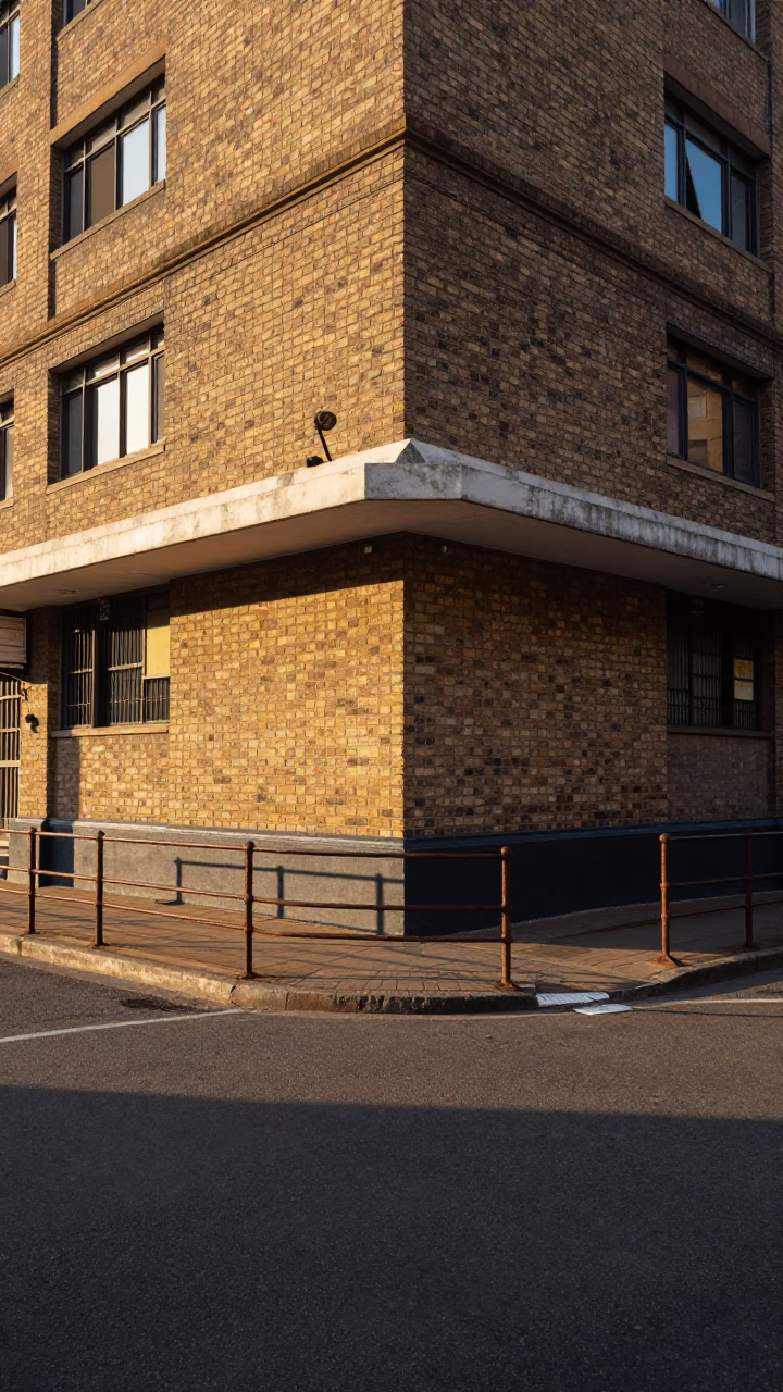 Sunrise Light on Johannesburg Street Corner with Vintage Details and Local Architecture in in Johannesburg, South Africa