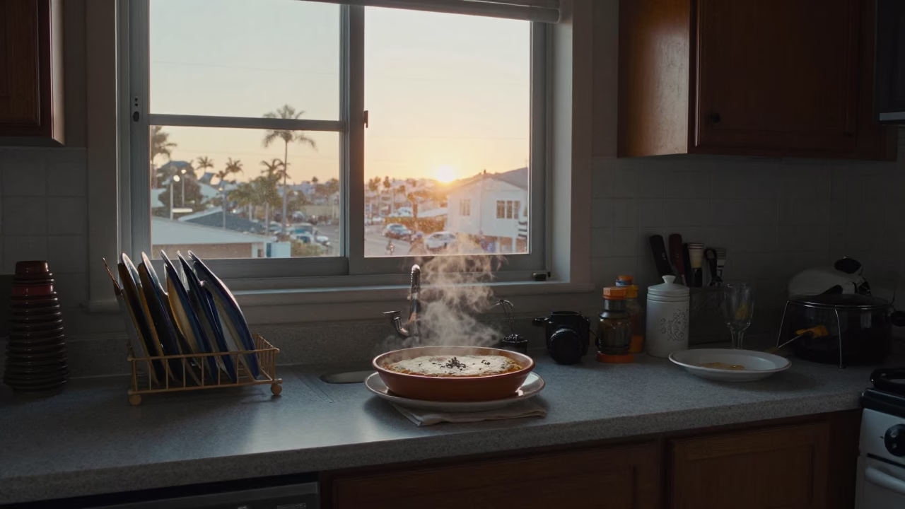 Sunrise Light on Kitchen Scene in San Diego in in San Diego, California, United States