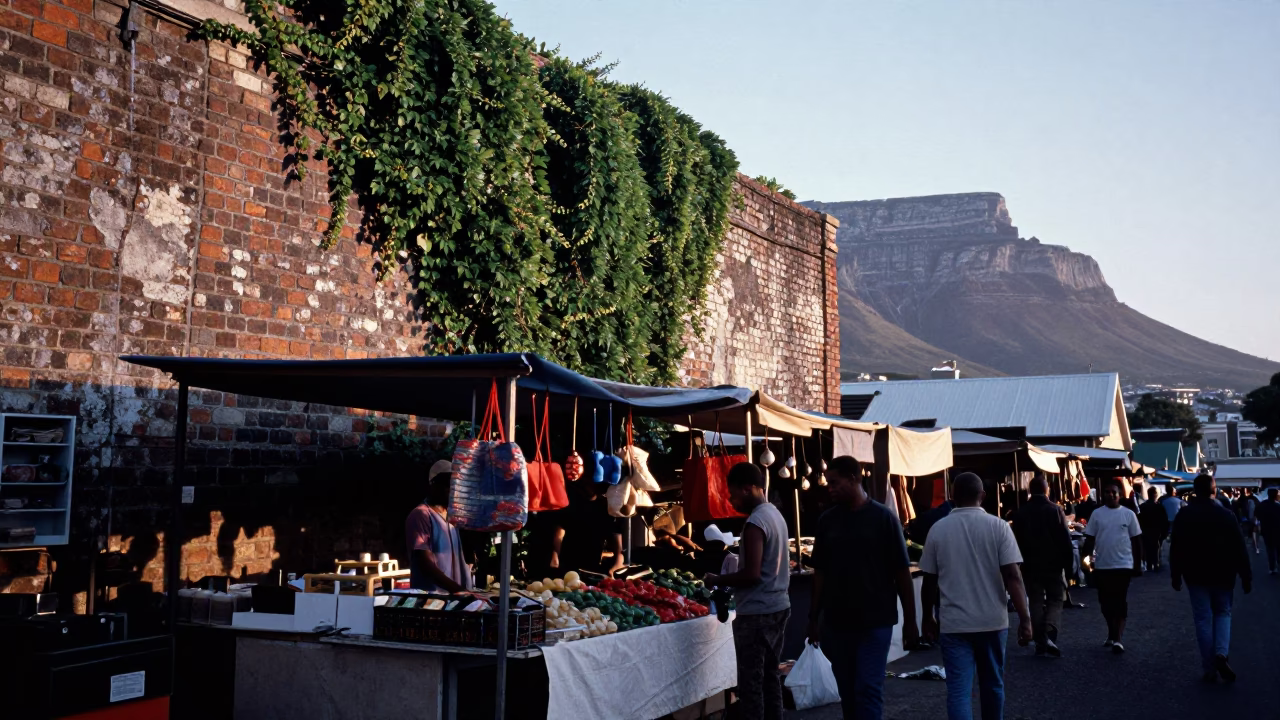 Sunrise Light on Market Stall in Cape Town in in Cape Town, South Africa
