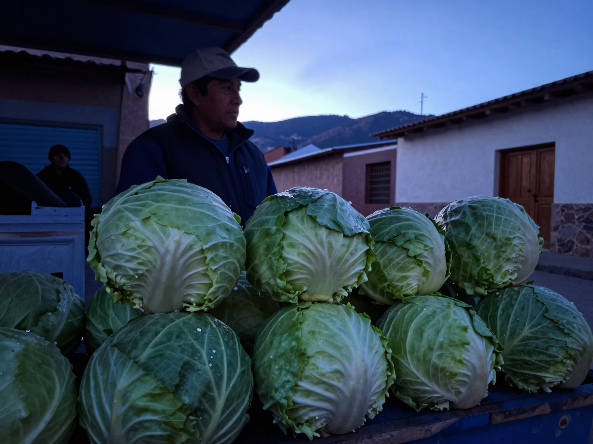 Sunrise Light on Market Stall in La Paz in in La Paz, Bolivia