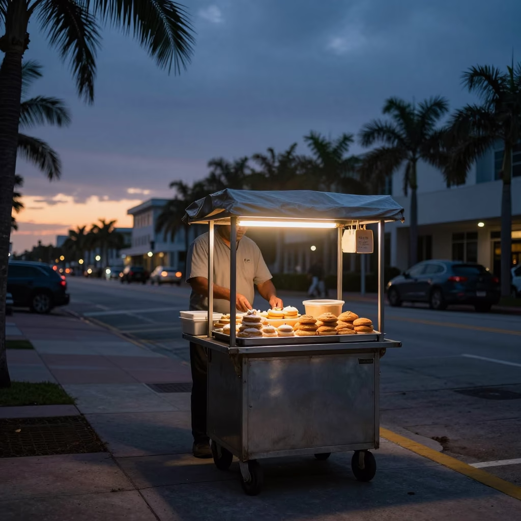 Sunrise Light on Pastries in Miami in in Miami, Florida, United States
