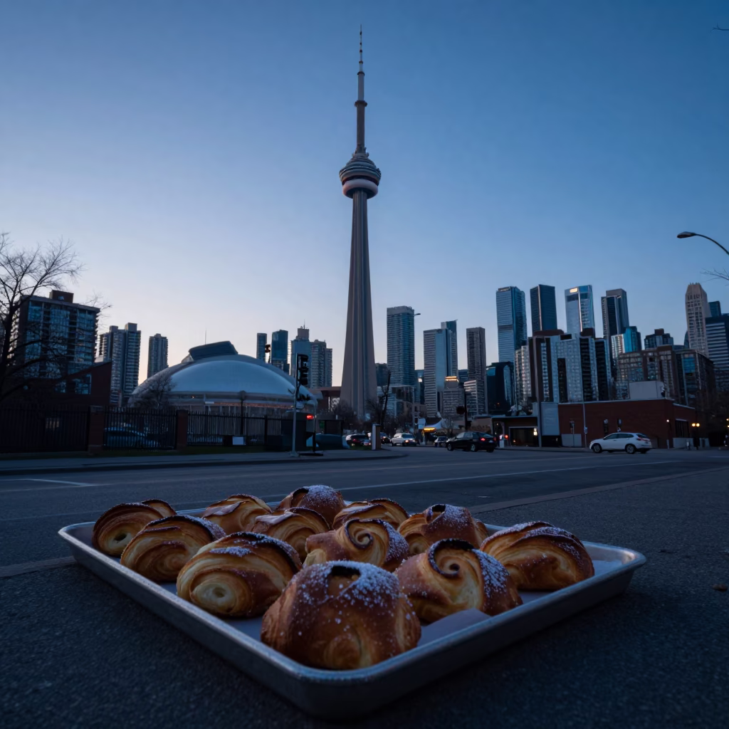 Sunrise Light on Pastries in Toronto in in Toronto, Ontario, Canada
