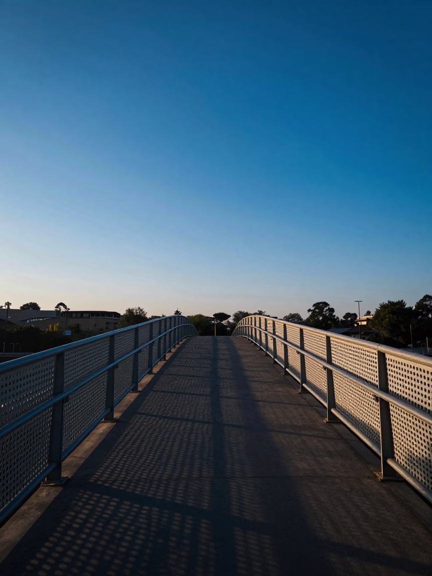 Sunrise Light on Pedestrian Overpass in Johannesburg in in Johannesburg, South Africa