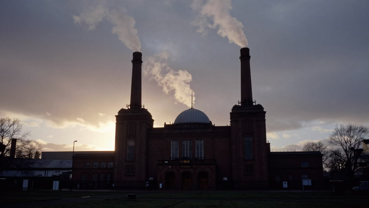 Sunrise Light on Pumping Station in Bristol in in Bristol, United Kingdom