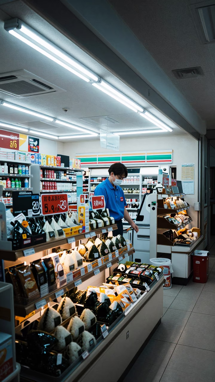 Sunrise Light on Store Interior in Fukuoka in in Fukuoka, Japan