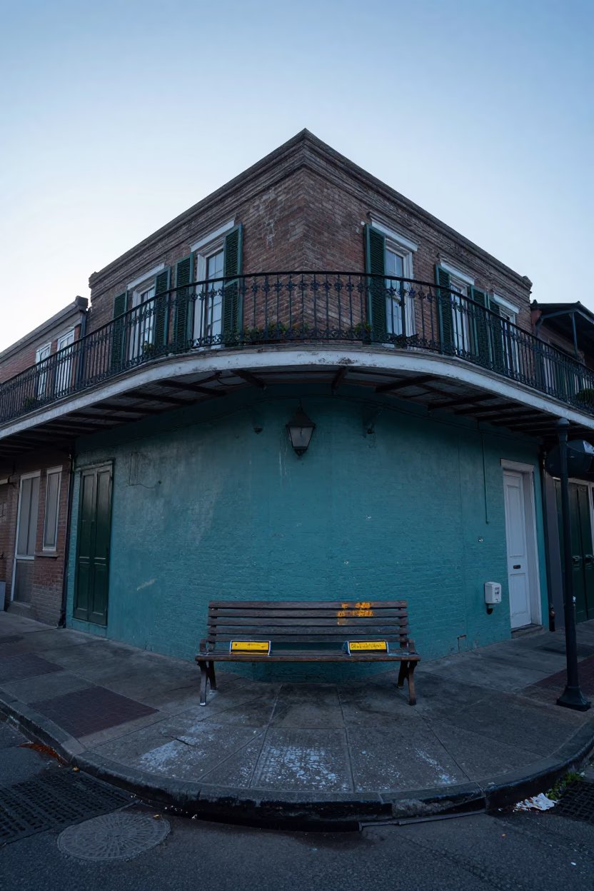 Sunrise Light on Street Corner in New Orleans in in New Orleans, Louisiana, United States