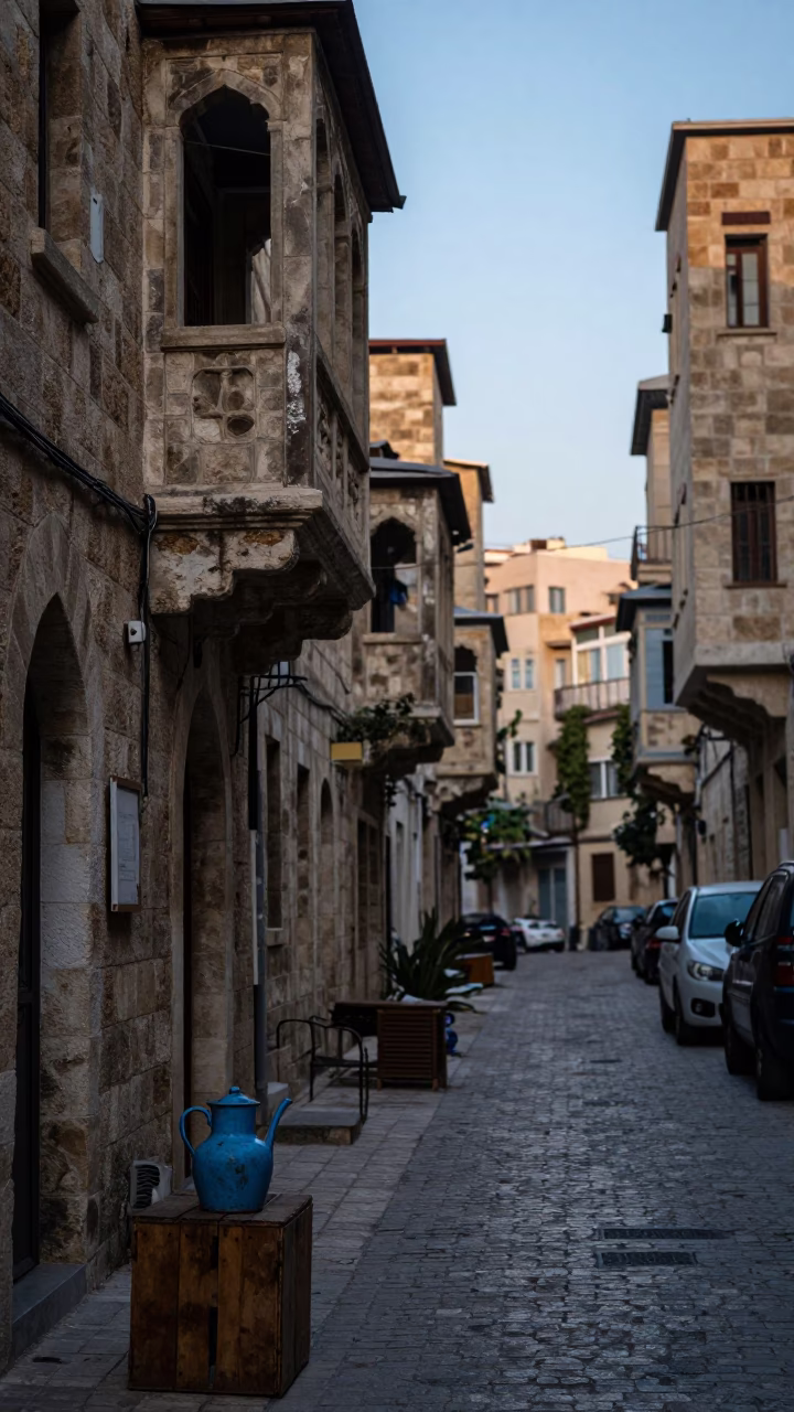 Sunrise Light on Street Scene in Beirut in in Beirut, Lebanon