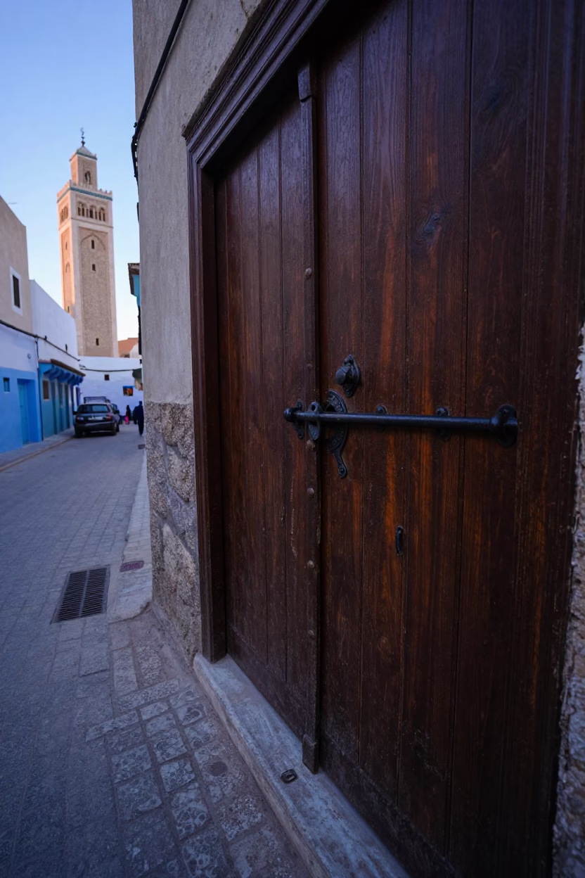 Sunrise Light on Street Scene in Casablanca in in Casablanca, Morocco