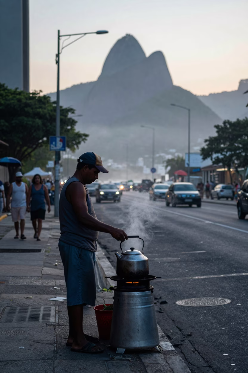 Sunrise Light on Street Scene in Rio De Janeiro in in Rio de Janeiro, Brazil