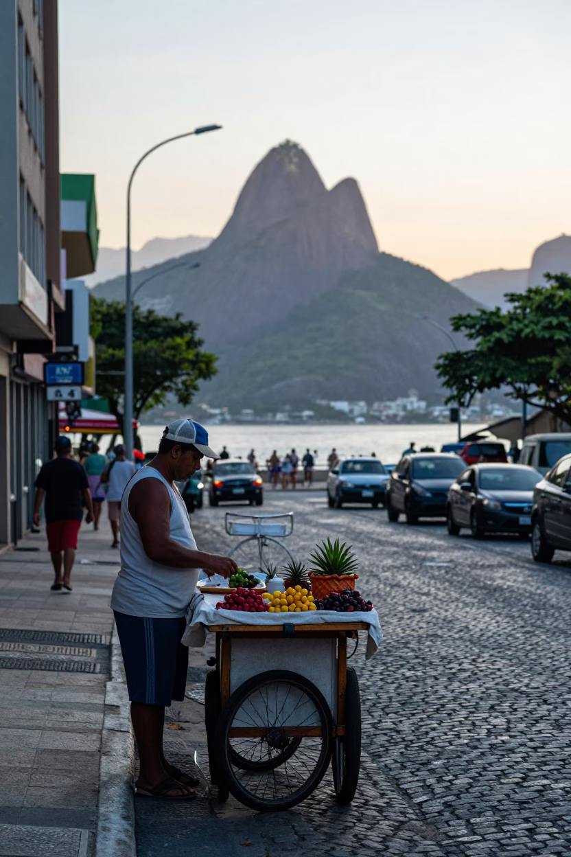 Sunrise Light on Street Scene in Rio De Janeiro in in Rio de Janeiro, Brazil