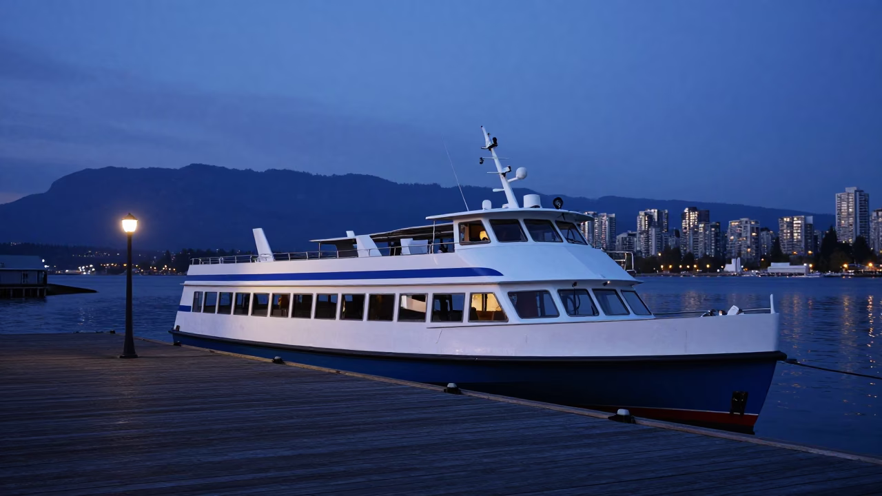 Sunrise Light on Water Taxi in Vancouver in in Vancouver, British Columbia, Canada