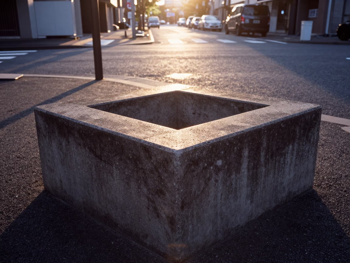 Sunrise Light Striking Concrete Basin in Tokyo Japan Morning Scene in in Tokyo, Japan