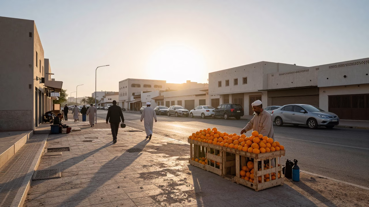 Sunrise Scene just after sunrise in Muscat in in Muscat, Oman
