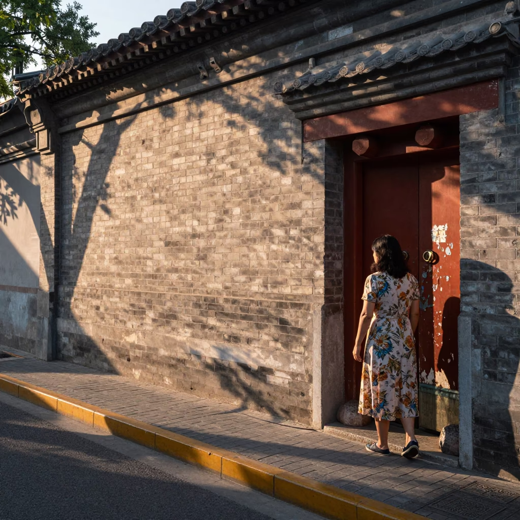 Sunrise Street Life in Beijing China with Morning Light and Urban Details in in Beijing, China