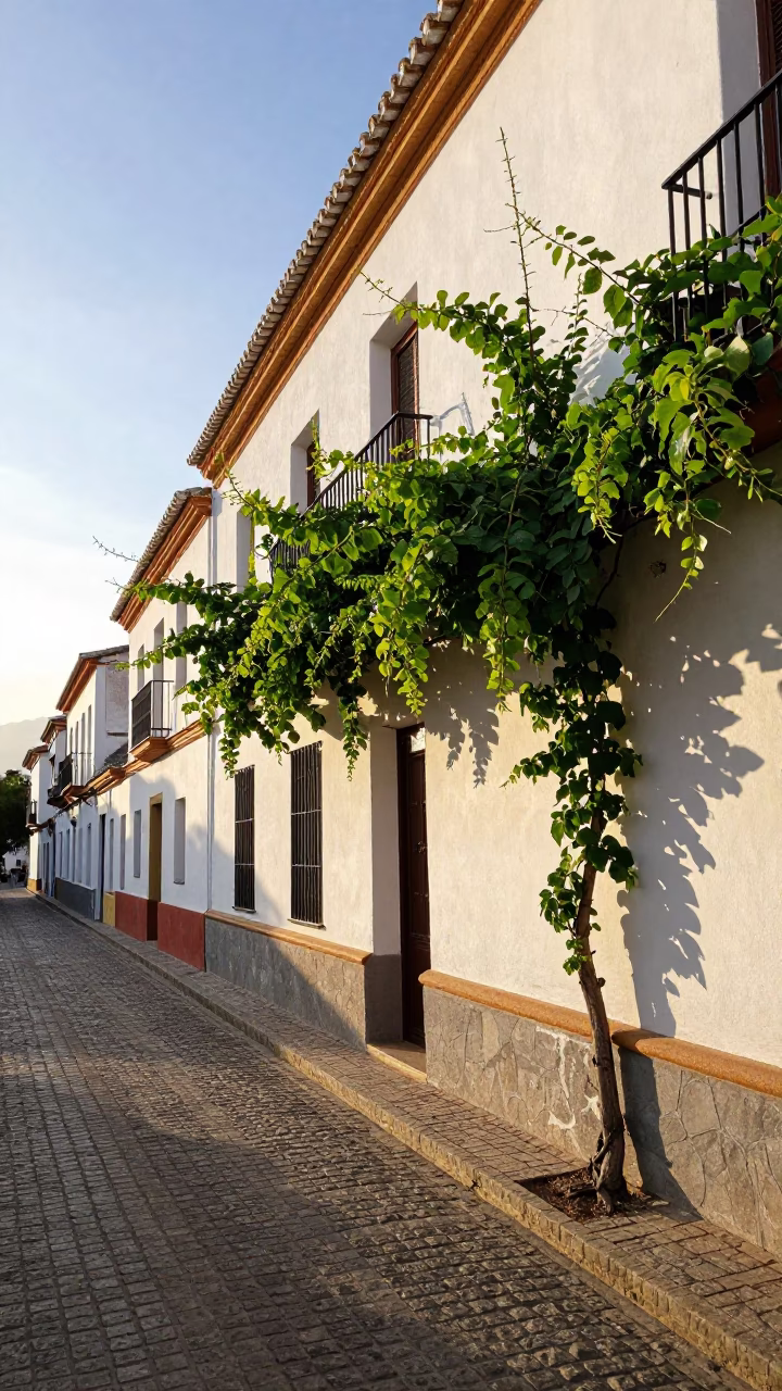 Sunrise Street Scene in Granada Spain with Vine and Local Architecture in in Granada, Spain