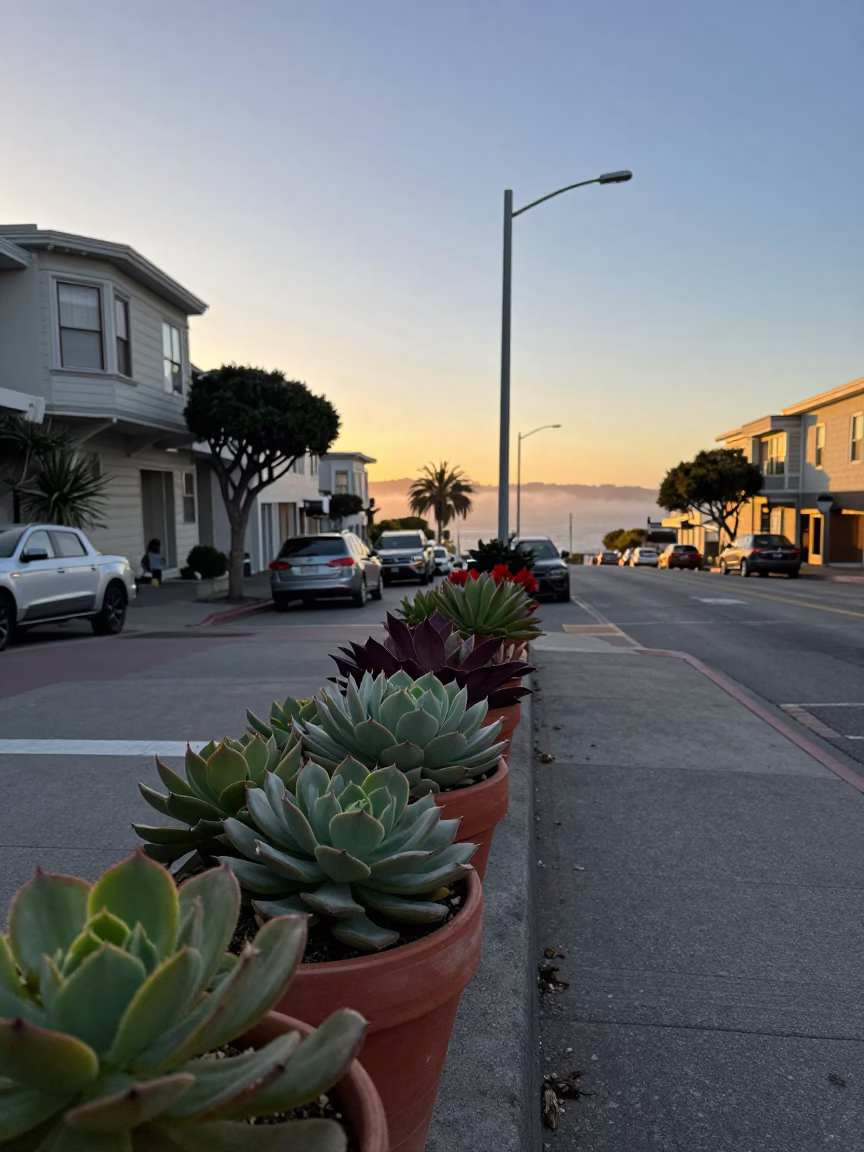 Sunrise View just after sunrise in San Francisco in in San Francisco, California, United States