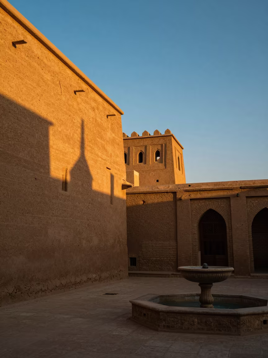 Sunset Adobe Hacienda Courtyard Fountain Cairo in near Cairo