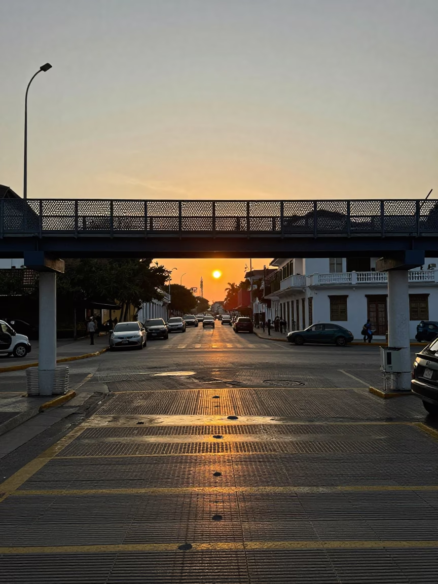 Sunset at As The Sun Drops Toward The Horizon in Cartagena in in Cartagena, Colombia