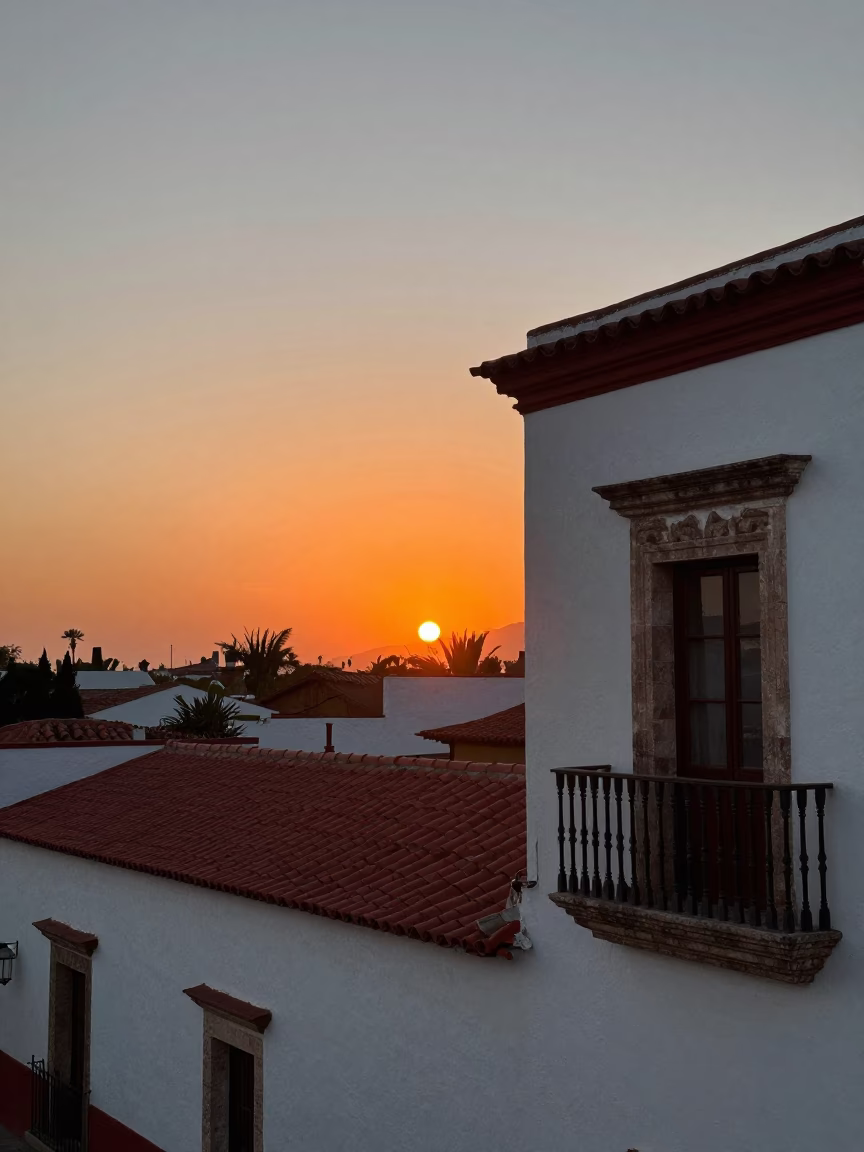 Sunset at As The Sun Drops Toward The Horizon in Oaxaca in in Oaxaca, Mexico