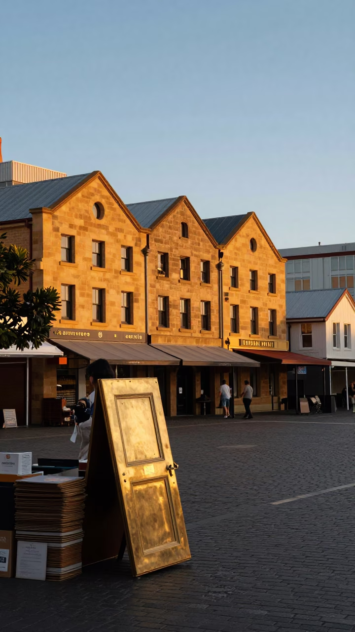 Sunset at Sunset Light in Hobart in in Hobart, Tasmania, Australia