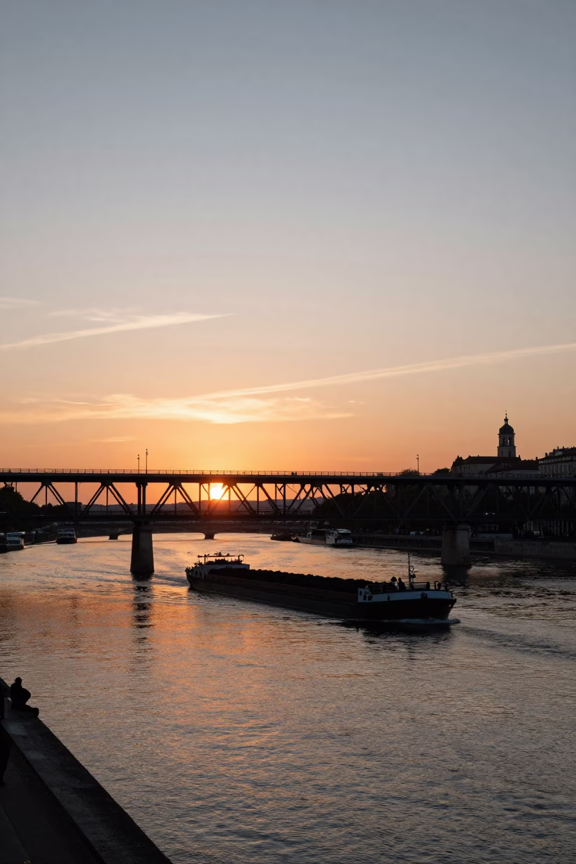 Sunset at Sunset Light in Lyon in in Lyon, France