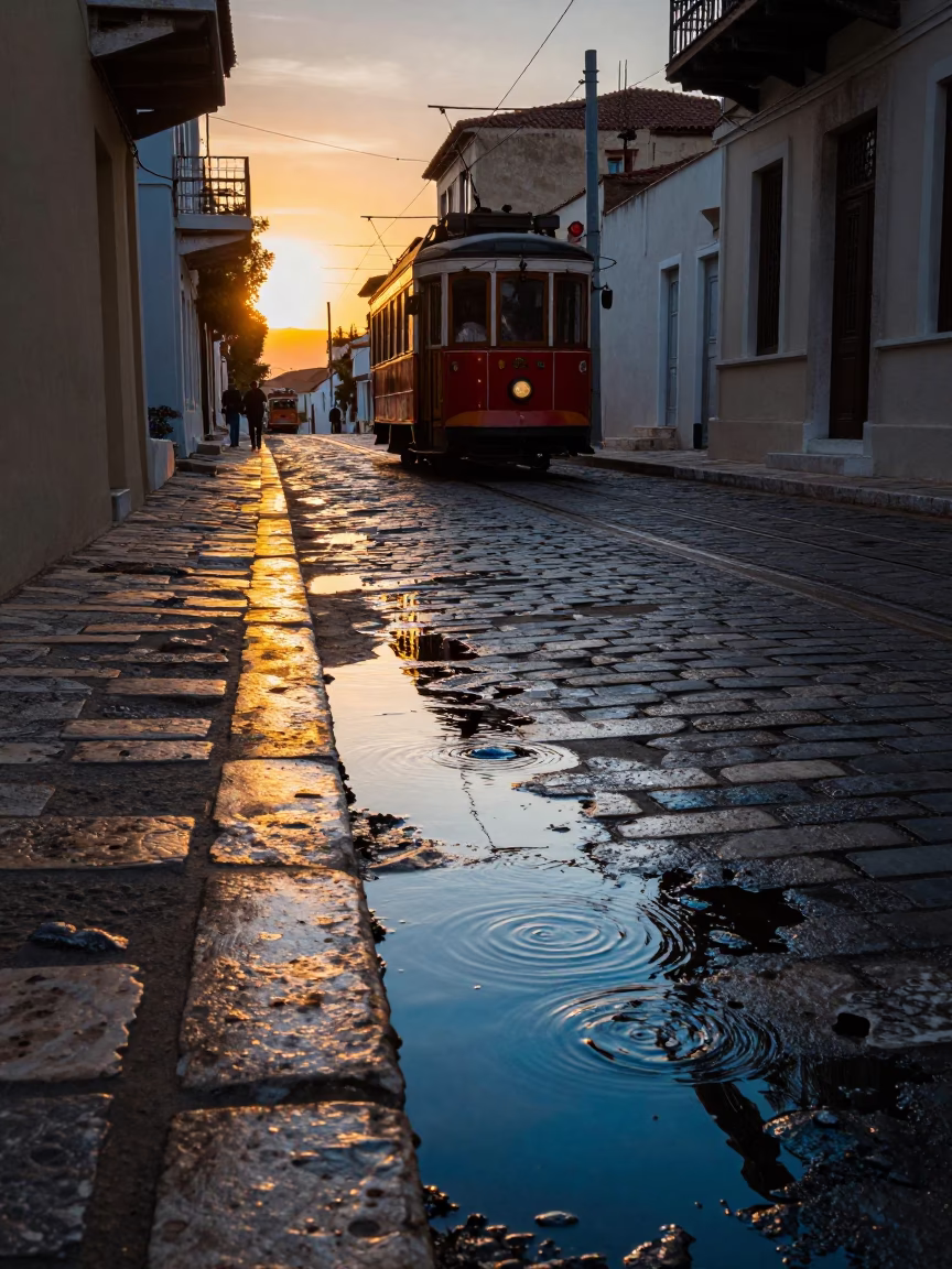 Sunset Glow in Athens at Sunset Light in in Athens, Greece