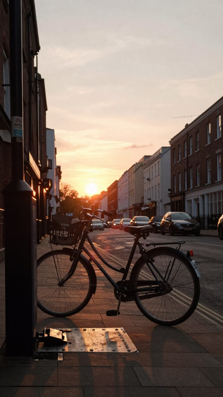 Sunset Glow in Bristol at As The Sun Drops Toward The Horizon in in Bristol, United Kingdom