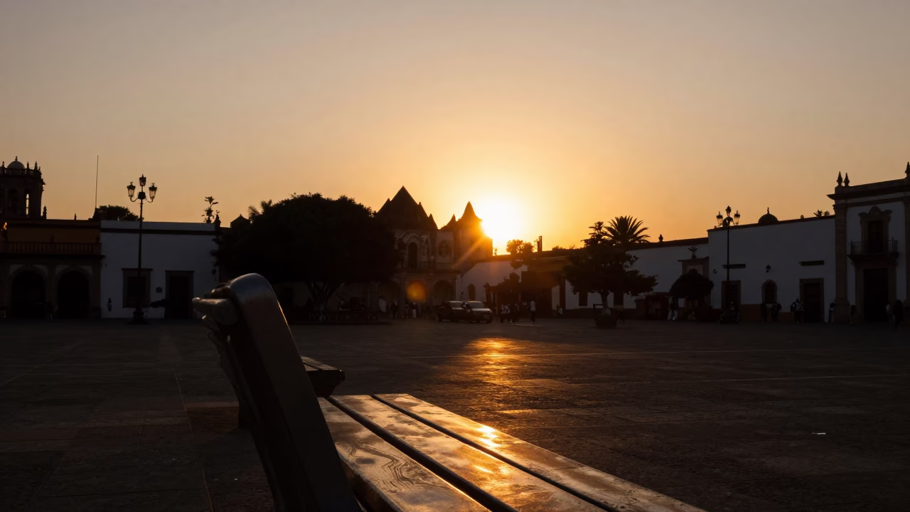 Sunset Glow in Guadalajara at As The Sun Drops Toward The Horizon in in Guadalajara, Mexico