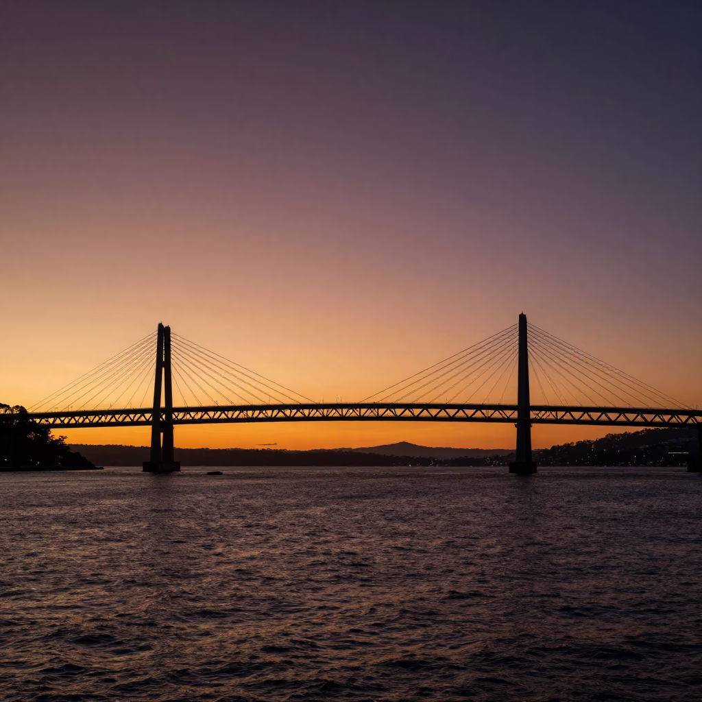 Sunset Glow in Hobart at Sunset Light in in Hobart, Tasmania, Australia